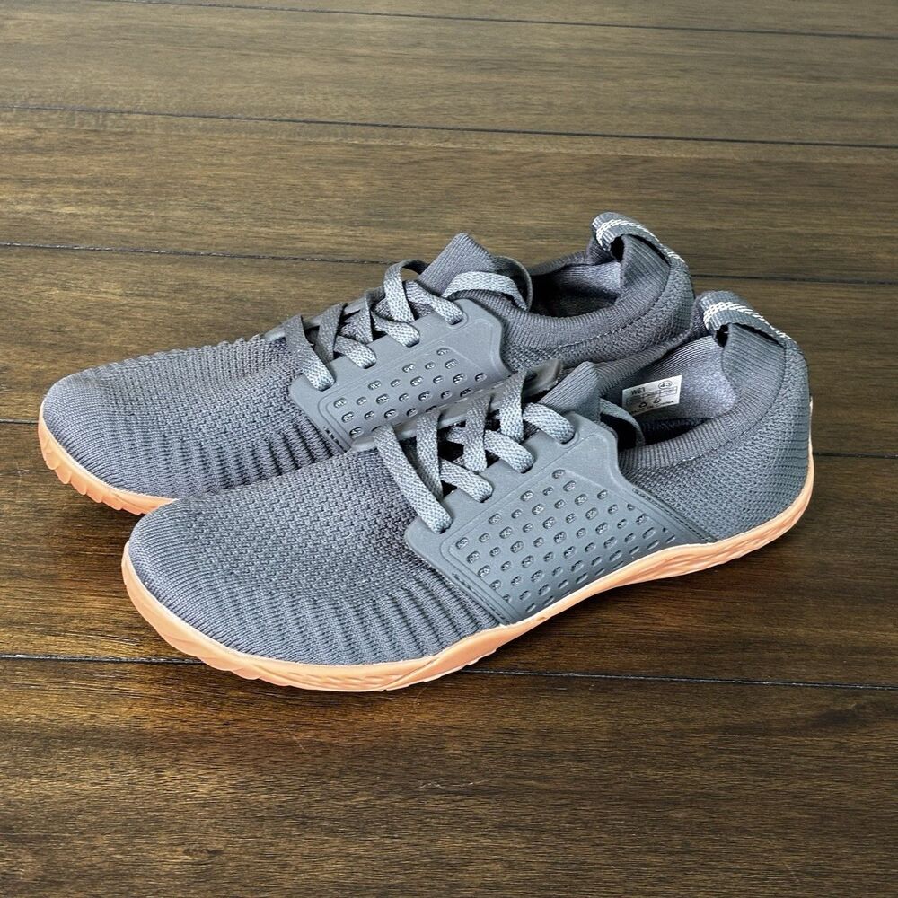 Whitin Mens W63 Walking Shoes Lace Up Minimalist Barefoot Gray Knit 42 EU 9 US
